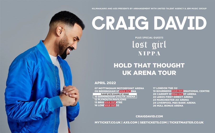 Craig David - Hold That Thought UK Arena Tour